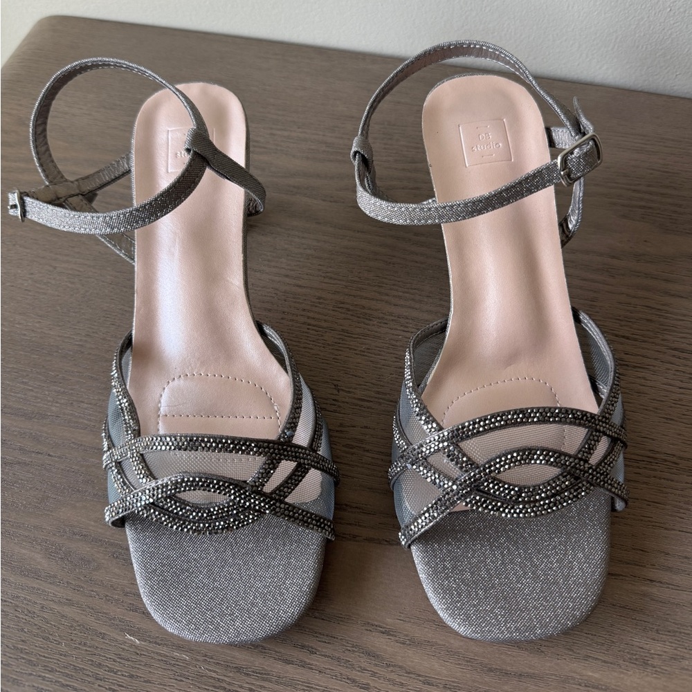 Davids Bridal (DB Studio) Sparkle Strappy Ankle‑Strap Sandals - Silver